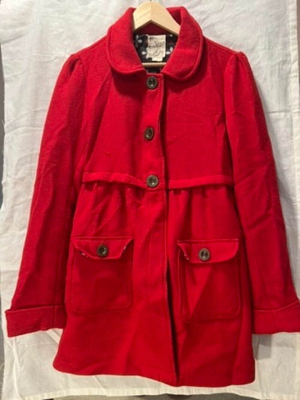 Tulle Red Wool Peacoat